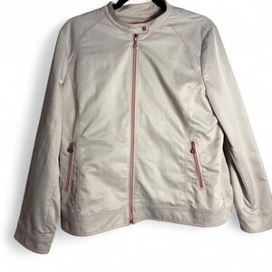 Crocodile size 105 L/XL white moto jacket / biker jacket with snap closure